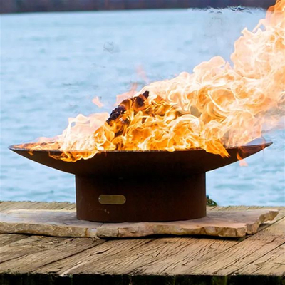 এন্টিক রাউন্ড কর্টেন স্টিল ফায়ার পিট BBQ বার্নার 55*55*41cm হাই টেম্প পেইন্টিং