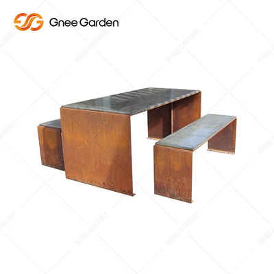 OEM ODM স্বাগতম মরিচা লাল আউটডোর মেটাল আসবাবপত্র মেটাল পার্ক বেঞ্চ