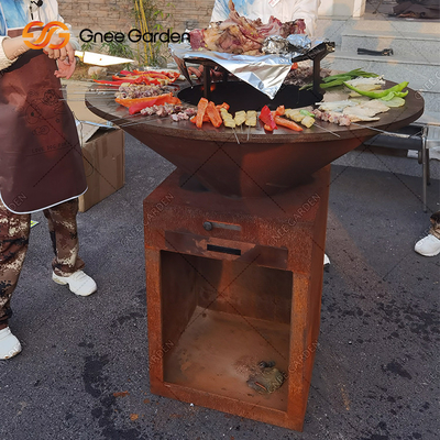 আউটডোর কুকিং BBQ গ্রিল হেভি ডিউটি ​​অ্যান্টিক ফায়ার পিট কর্টেন মেটাল বারবিকিউ