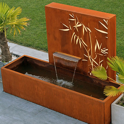 আধুনিক ফোয়ারা Corten ইস্পাত জলপ্রপাত বহিরঙ্গন বাগান জল বৈশিষ্ট্য পর্দা সঙ্গে