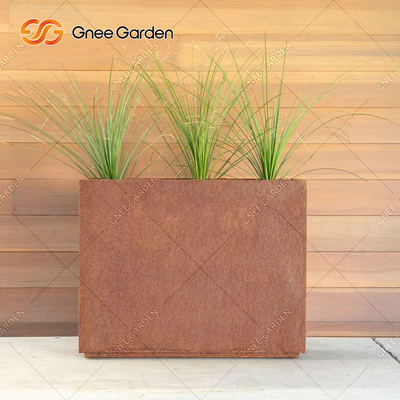 90*25*25cm জ্যামিতিক আয়তক্ষেত্রাকার মেটাল প্লান্টার বক্স কর্টেন স্টিল