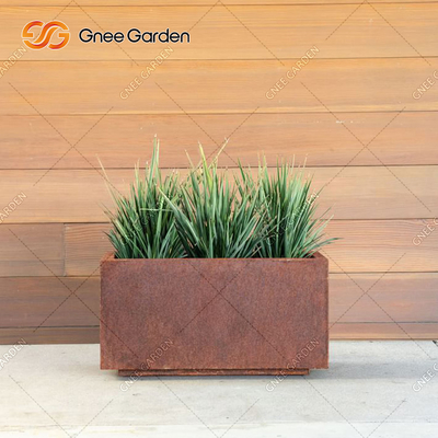 90*25*25cm জ্যামিতিক আয়তক্ষেত্রাকার মেটাল প্লান্টার বক্স কর্টেন স্টিল