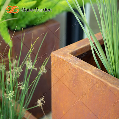 90*25*25cm জ্যামিতিক আয়তক্ষেত্রাকার মেটাল প্লান্টার বক্স কর্টেন স্টিল
