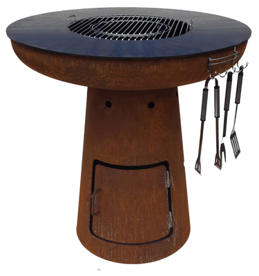 গ্রিল রিং আউটডোর ক্যাম্পিং সহ BBQ ফায়ার বোল কর্টেন ইস্পাত