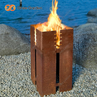 1200 মিমি স্কোয়ার কর্টেন ইস্পাত BBQ গ্রিল চারকোল বার্নিং আলংকারিক