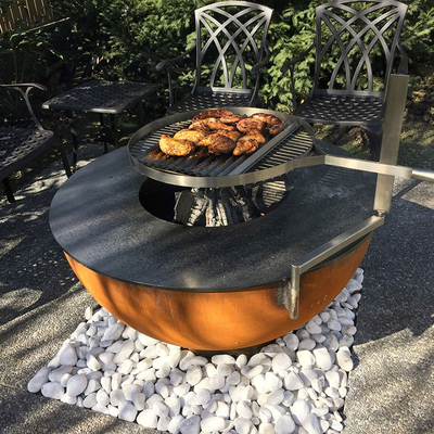 আউটডোর ক্যাম্পিং কুকিং কর্টেন স্টিল Bbq গ্রিল আলংকারিক ফায়ার পিট গ্রিল