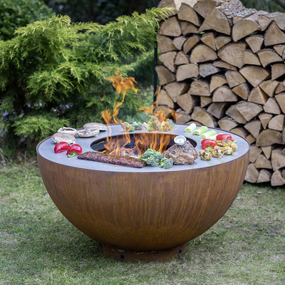 আউটডোর ক্যাম্পিং কুকিং কর্টেন স্টিল Bbq গ্রিল আলংকারিক ফায়ার পিট গ্রিল