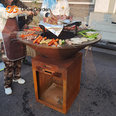 আউটডোর কর্টেন স্টিল গার্ডেন ফায়ার পিট BBQ কুকিং প্লেট আউটডোর কুকিং গ্রিলস