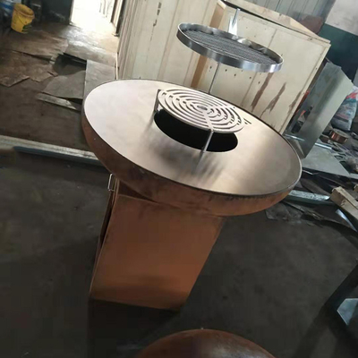বাইরের রান্নাঘরের BBQ রান্নার জন্য আধুনিক চারকোল মরিচা ফিনিশ কর্টেন স্টিল ফায়ার পিট