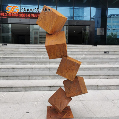বিপদ ব্লক কর্টেন ইস্পাত ভাস্কর্য লন জন্য মরিচা মেটাল গার্ডেন ভাস্কর্য