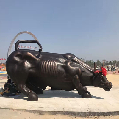 উচ্চতা 180cm উজ্জ্বল ব্রোঞ্জ ষাঁড়ের ভাস্কর্য আউটডোর ল্যান্ডস্কেপ মূর্তি