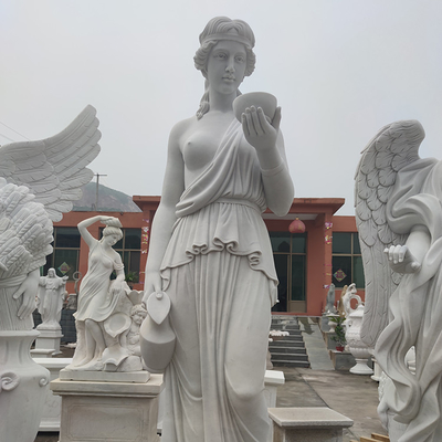 প্রাকৃতিক সাদা মার্বেল পাথর আউটডোর গার্ডেন ভাস্কর্য হাত খোদাই করা
